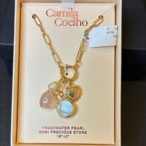 Camila Coelho Heart ♥️ Pearl Charm Necklace Valentine’s Day